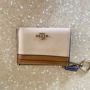 Coach Beige and Brown Key Card Holder